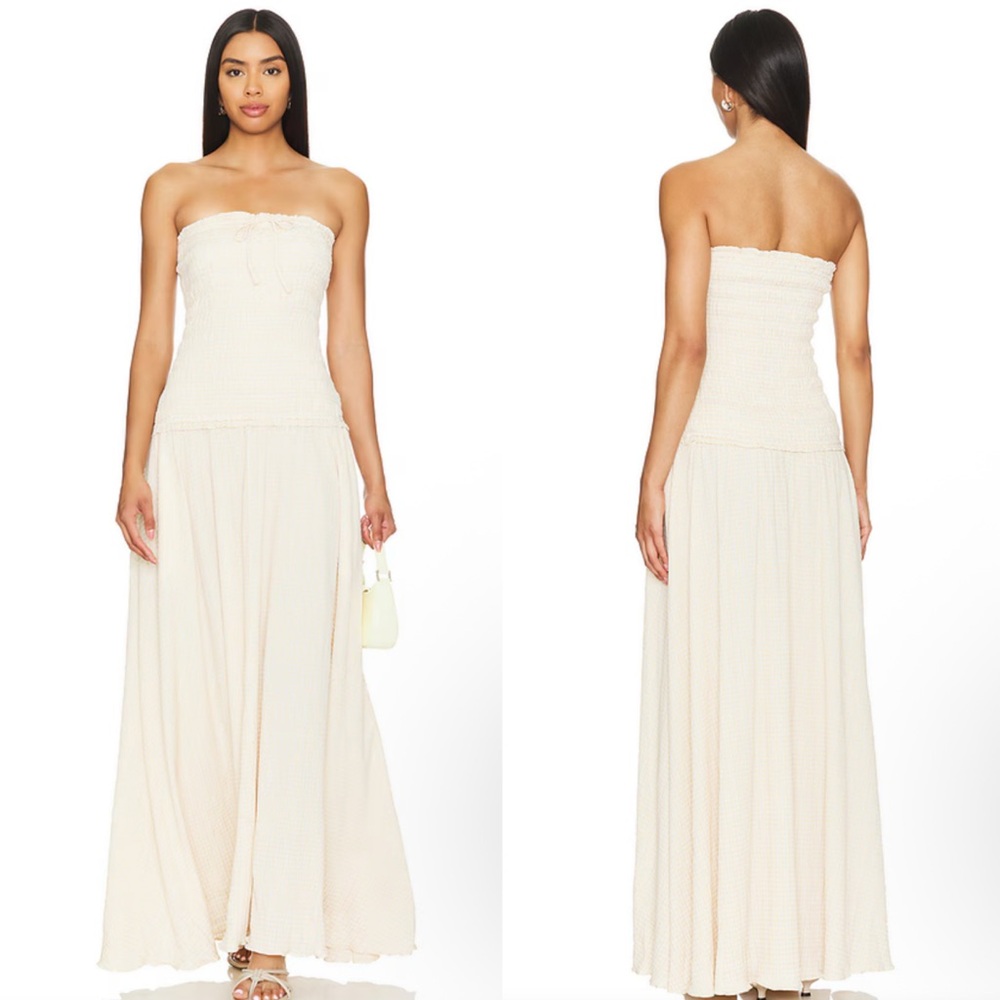 Lovers + Friends Strapless Cream Maxi Dress